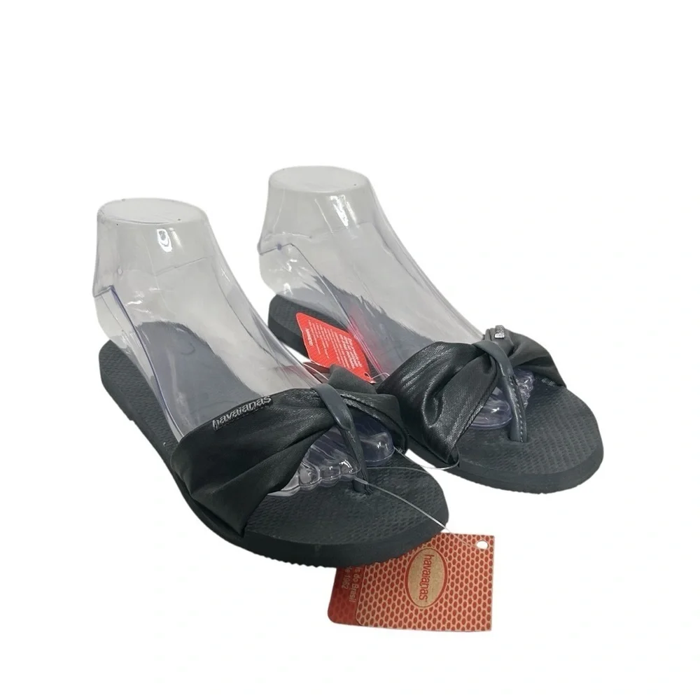 Havaianas Women’s St. Tropez YOU Lush Flip Flops  New Graphite Black Satin 7/8